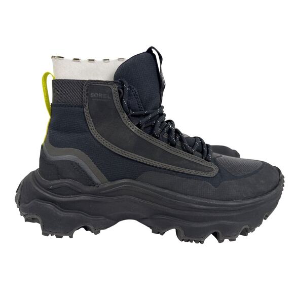 Sorel Sneaker Boot Mid Kinetic Breakthru Venture Mid Womens 8.5 WP Black Yellow - Picture 1 of 11
